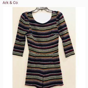 Navy Stripe Romper Scoop Back Ark & Co